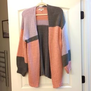 Macaron Chunky Knit Colorblock Cardigan